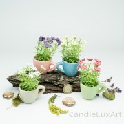 Blumen in Mini Tasse Osterdeko in 4 Farben