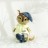 Eule beige blau 30cm  Strickware Handmade Amigurumi