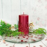 Stumpenkerzen Metallic mit Glitzerkristalle 7x14cm Rot